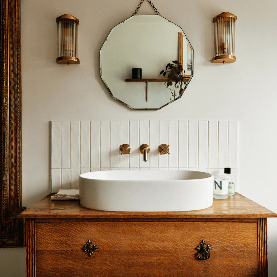 House White Glazed Skinny Metro (Brighton Stone)