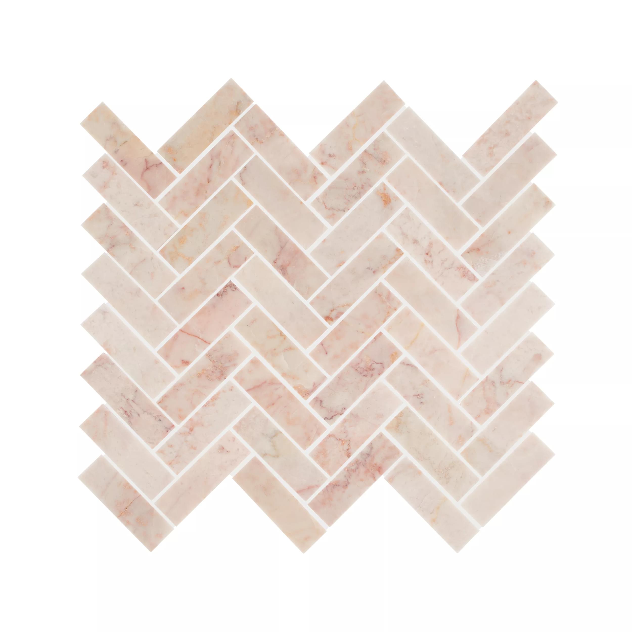 Aegean Pink Herringbone Mosaic Tiles