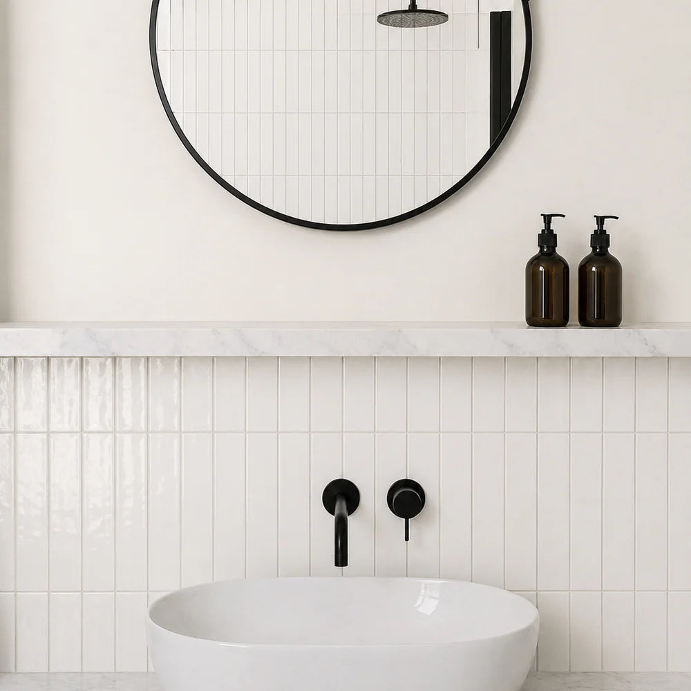 House White Glazed Skinny Metro (Brighton Stone)