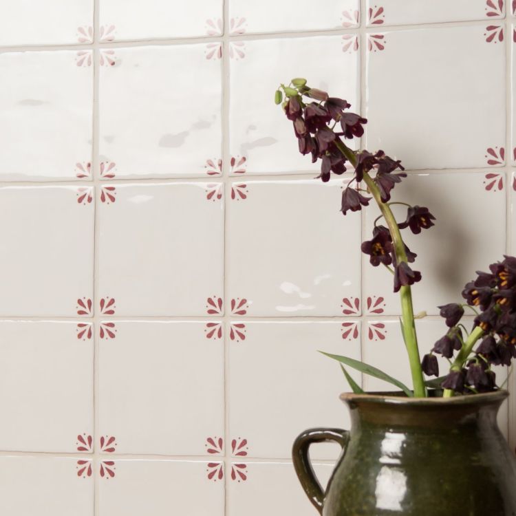 Country Delft Field Tile Cornelia Burgundy