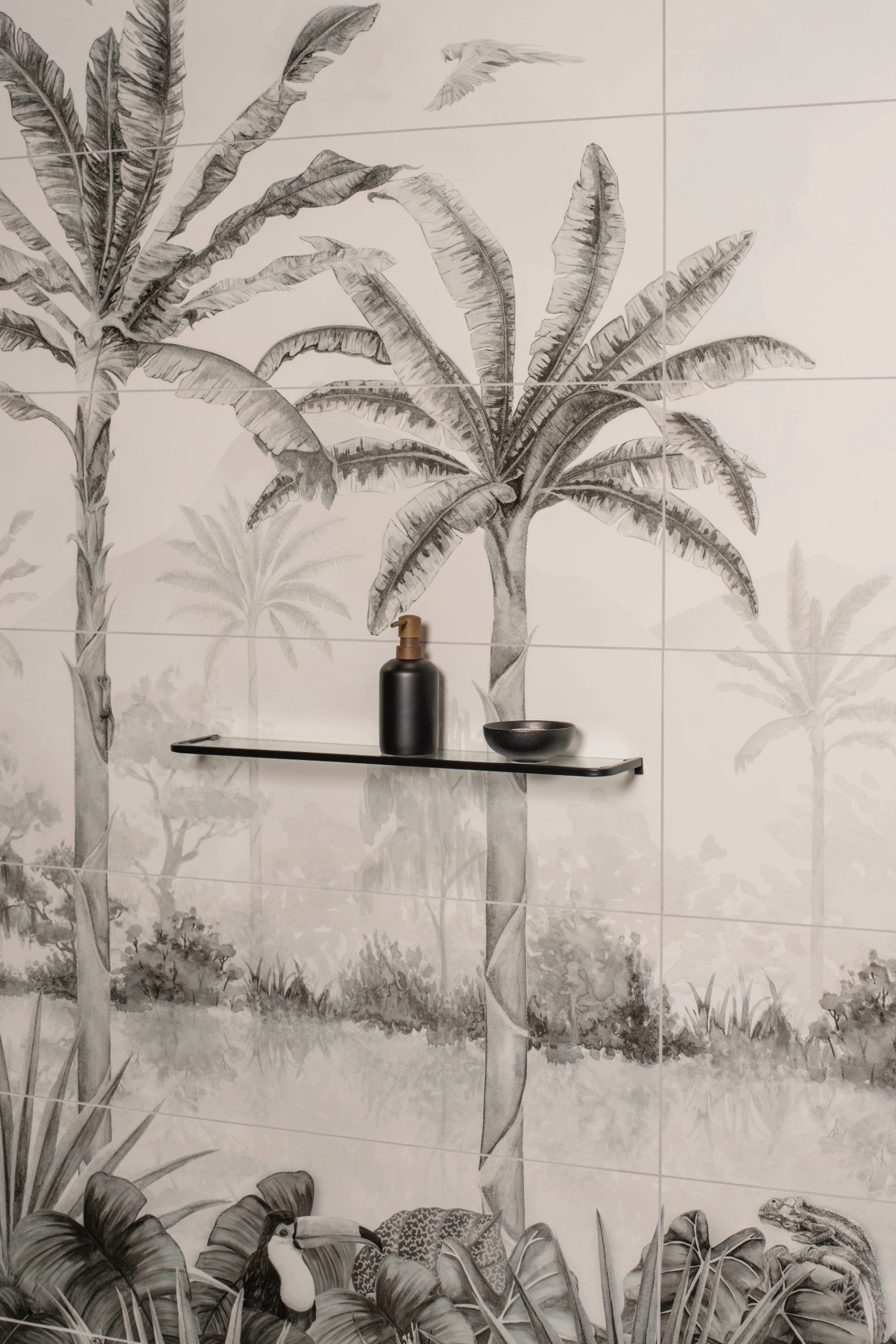 Tropical Oasis Monochrome Mural