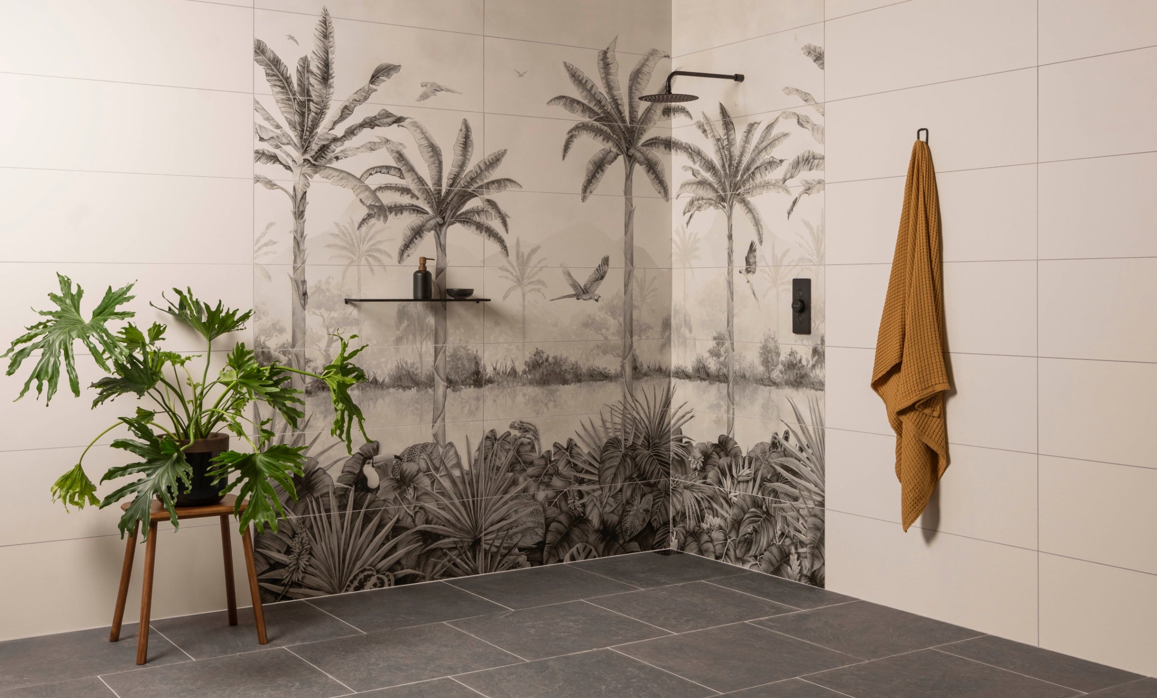 Tropical Oasis Monochrome Mural