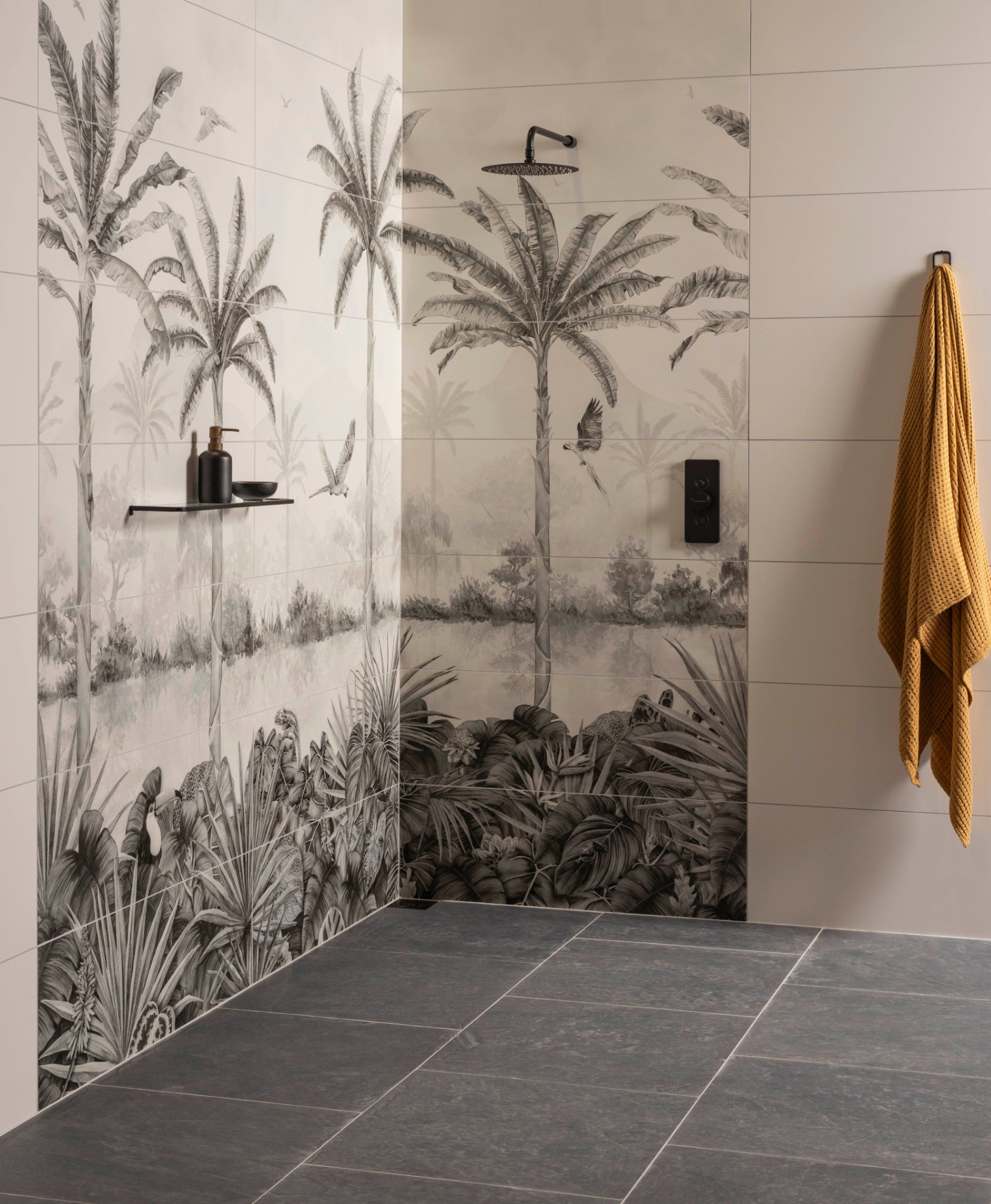 Tropical Oasis Monochrome Mural