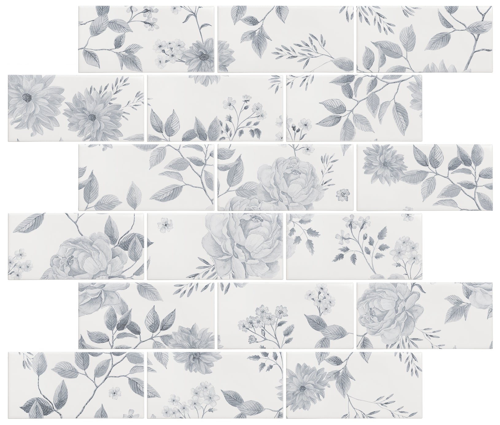 Cottage Garden Blue Brickbond 18-Tile Panel
