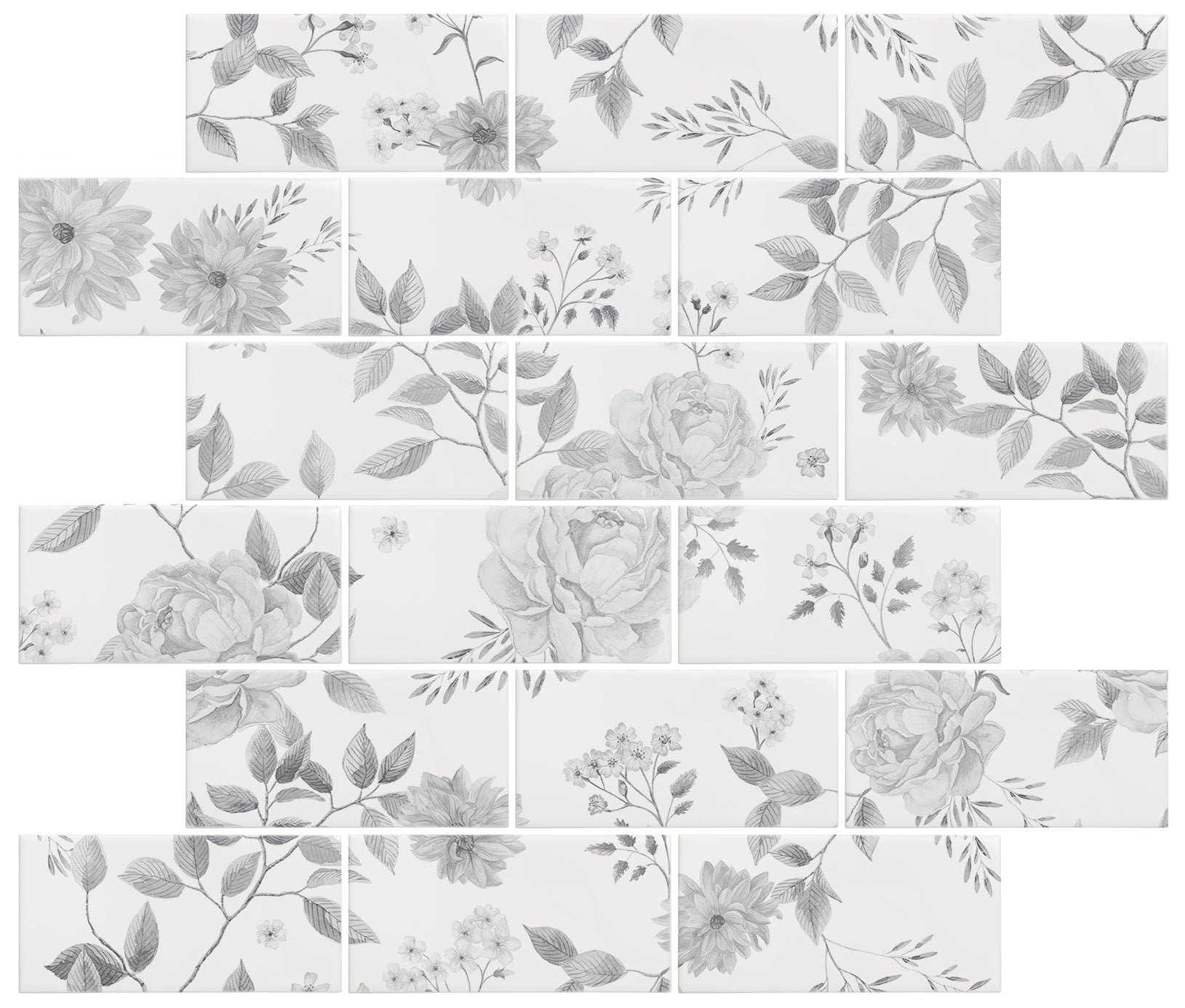 Cottage Garden Grey Brickbond 18-Tile Panel