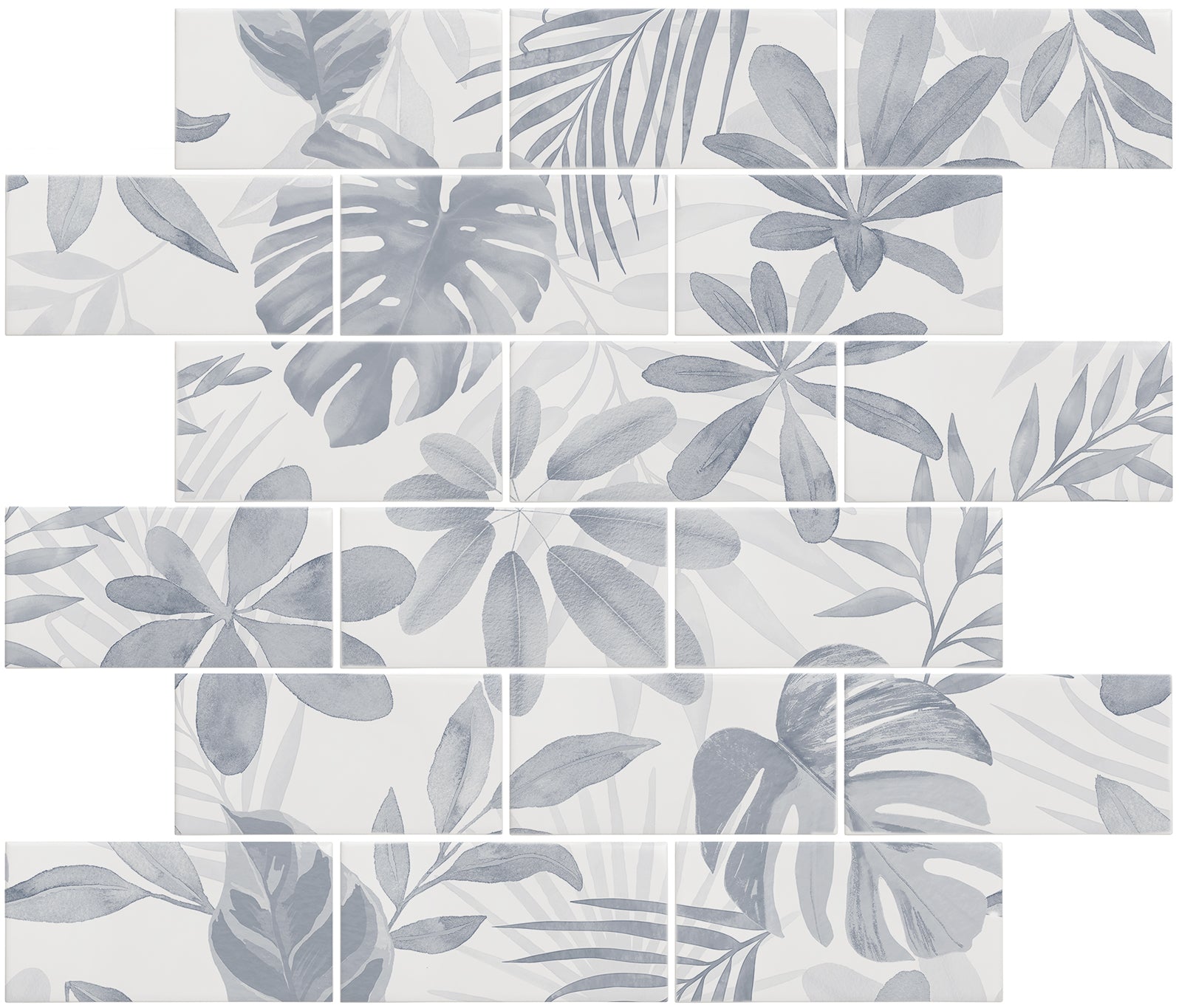 Jungle Grove Blue Brickbond 18-Tile Panel