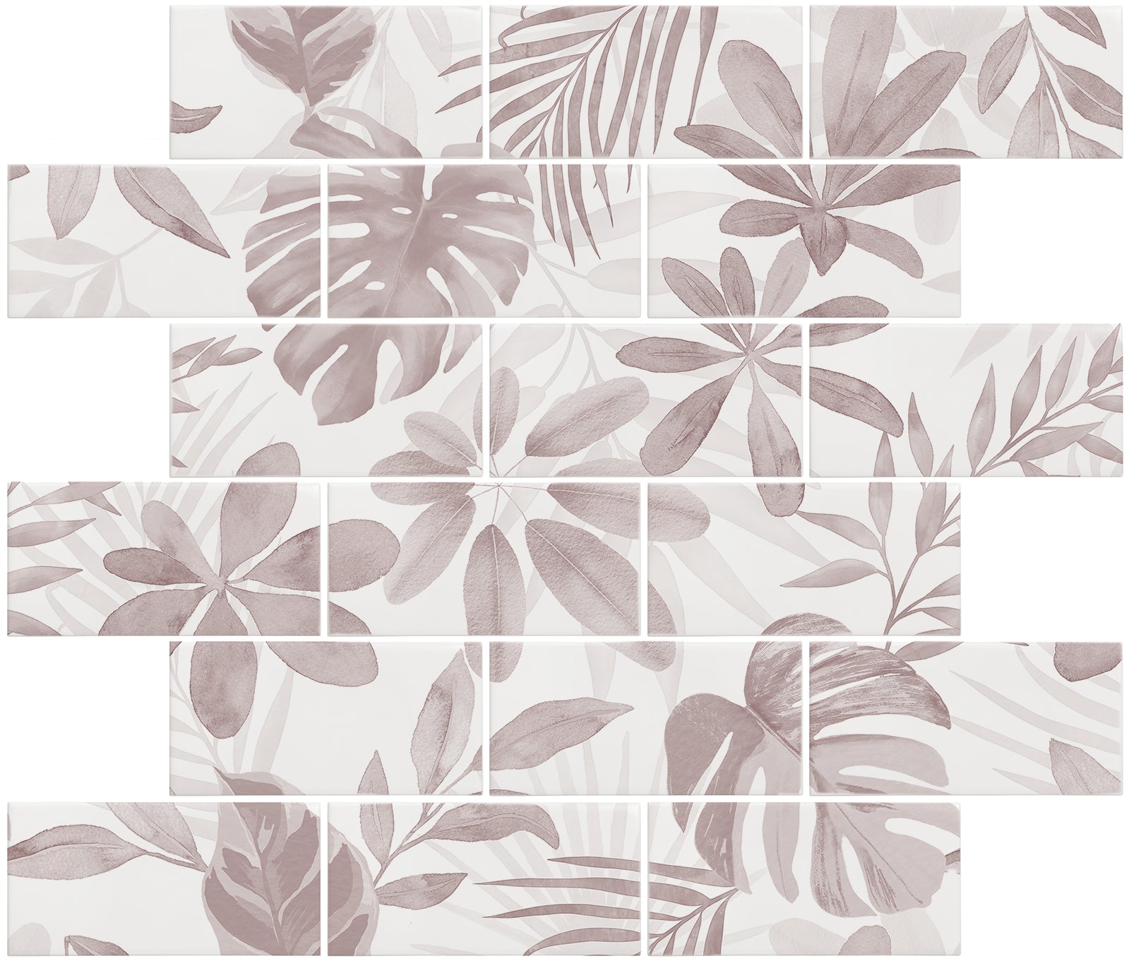 Jungle Grove Pink Brickbond 18-Tile Panel