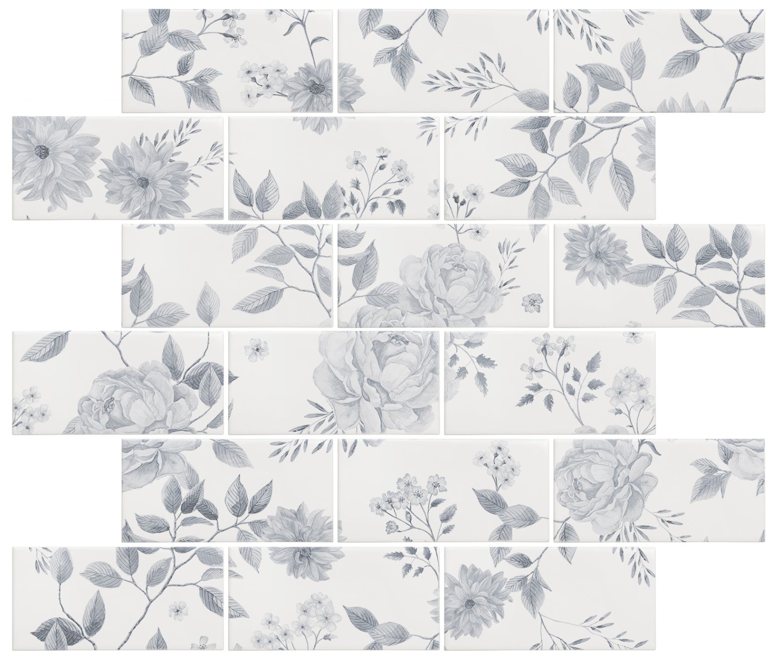 Cottage Garden Blue Brickbond 18-Tile Panel