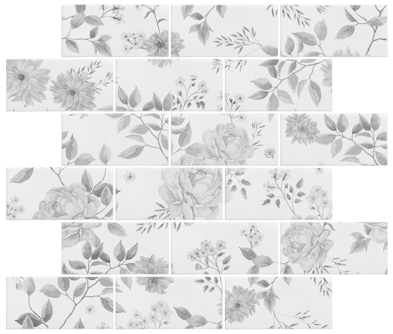 Cottage Garden Grey Brickbond 18-Tile Panel