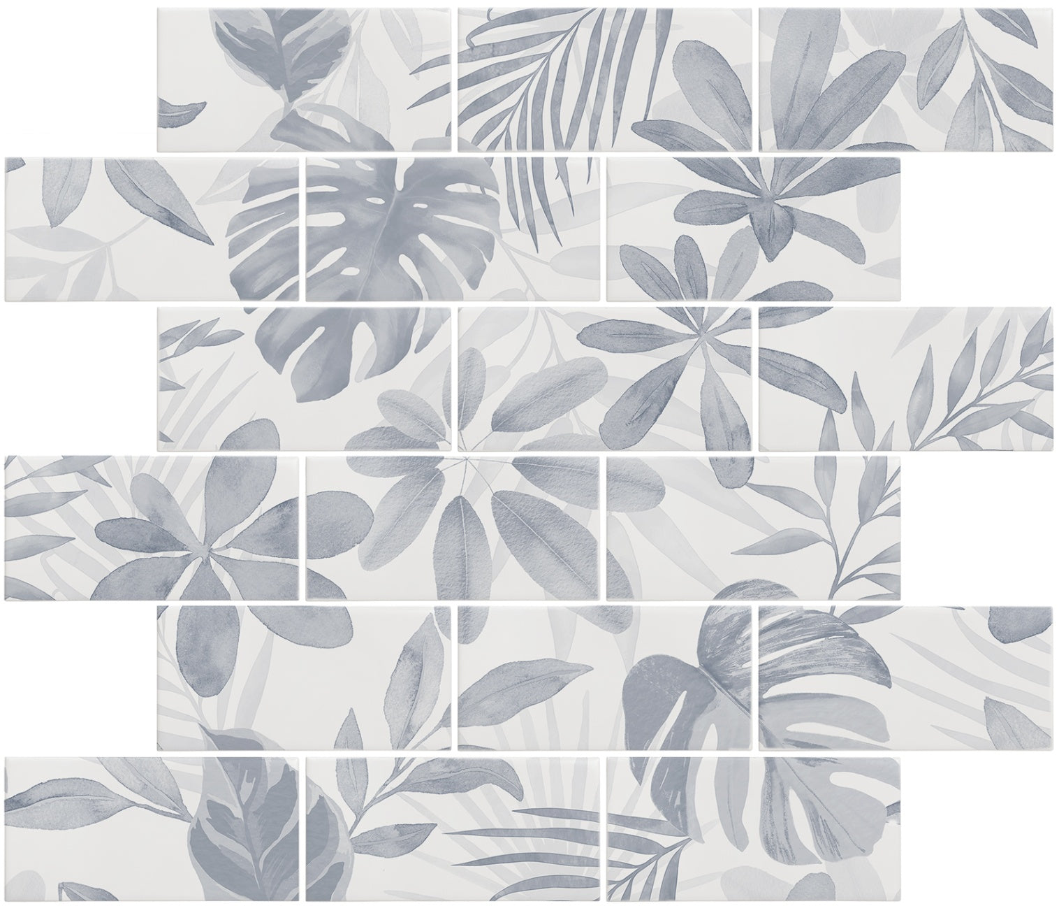 Jungle Grove Blue Brickbond 18-Tile Panel