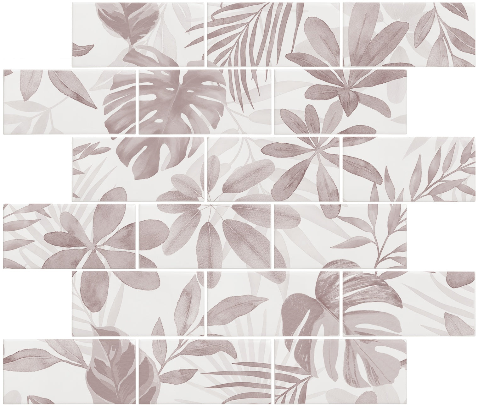 Jungle Grove Pink Brickbond 18-Tile Panel